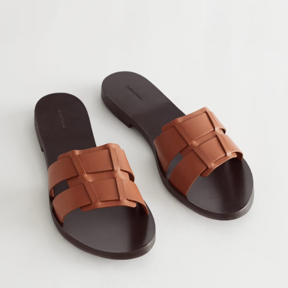 & Other Stories Duo Strap Leather Sandals in brown